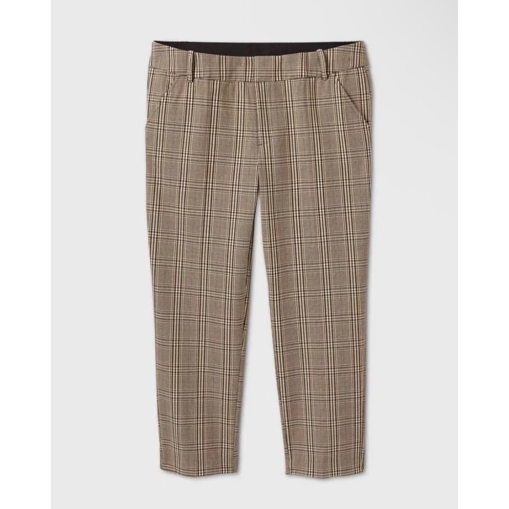 (B2) Ava & Viv Womens 18W Brown Glen Plaid Ankle Mid Rise‎ Comfort Waist Pants